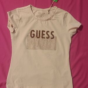 Guess Cream Tee with Gold Embellishment